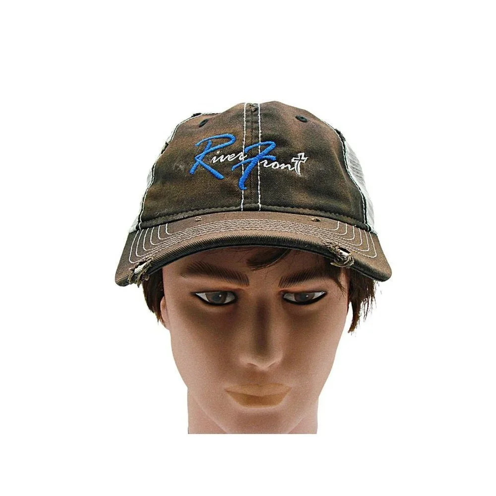 Sportsman River Front Unisex Brown Mesh Baseball Hat Cap Fishing Adjustable Size